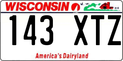 WI license plate 143XTZ