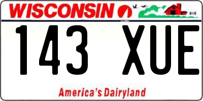 WI license plate 143XUE