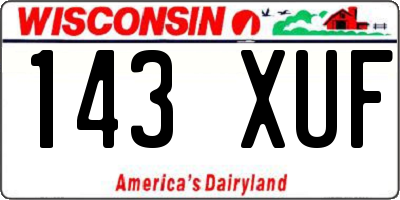 WI license plate 143XUF