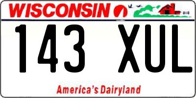 WI license plate 143XUL