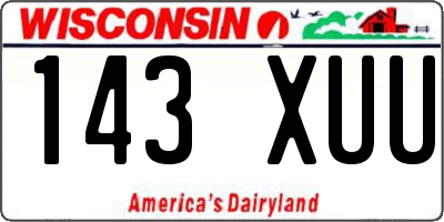 WI license plate 143XUU