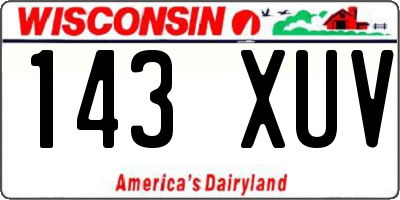 WI license plate 143XUV