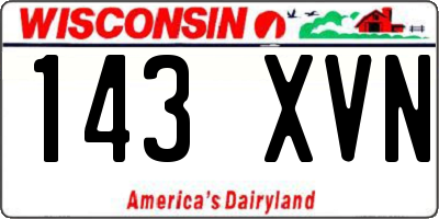 WI license plate 143XVN