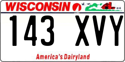 WI license plate 143XVY