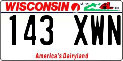 WI license plate 143XWN
