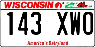 WI license plate 143XWO