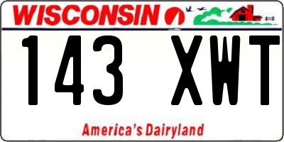 WI license plate 143XWT