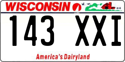 WI license plate 143XXI