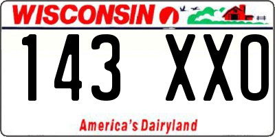 WI license plate 143XXO