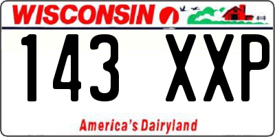 WI license plate 143XXP