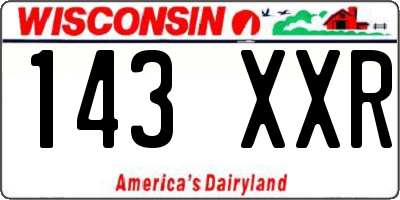 WI license plate 143XXR