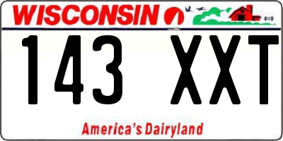 WI license plate 143XXT