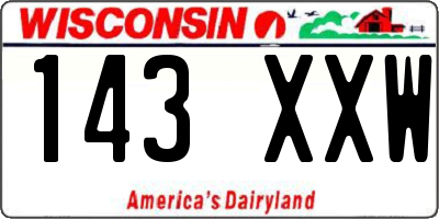 WI license plate 143XXW