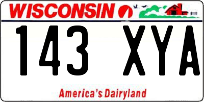 WI license plate 143XYA