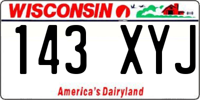 WI license plate 143XYJ