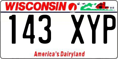 WI license plate 143XYP