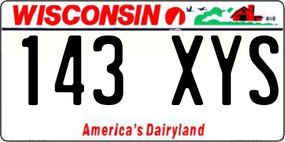 WI license plate 143XYS