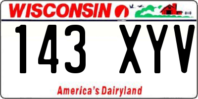 WI license plate 143XYV