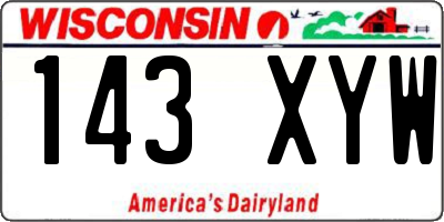 WI license plate 143XYW