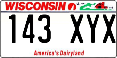 WI license plate 143XYX