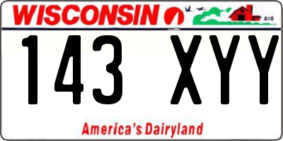WI license plate 143XYY