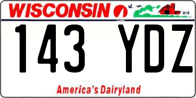 WI license plate 143YDZ
