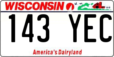 WI license plate 143YEC