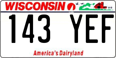 WI license plate 143YEF