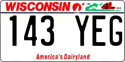 WI license plate 143YEG