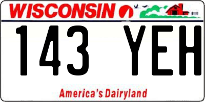WI license plate 143YEH