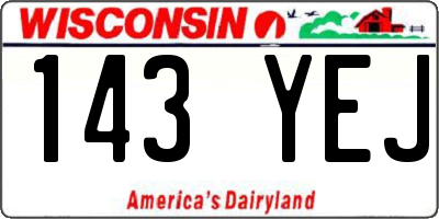 WI license plate 143YEJ