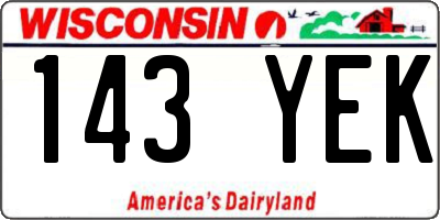 WI license plate 143YEK
