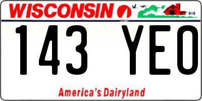 WI license plate 143YEO