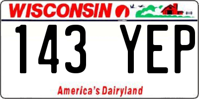 WI license plate 143YEP