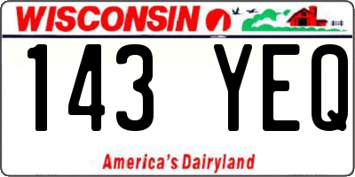 WI license plate 143YEQ