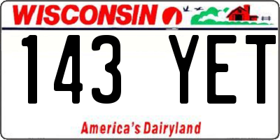 WI license plate 143YET