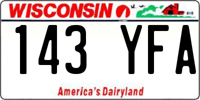 WI license plate 143YFA