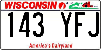 WI license plate 143YFJ