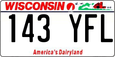 WI license plate 143YFL