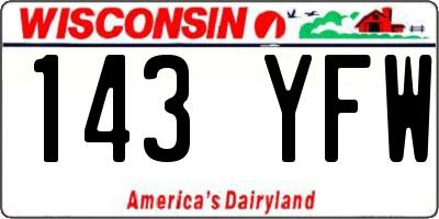 WI license plate 143YFW