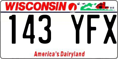 WI license plate 143YFX
