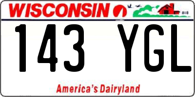 WI license plate 143YGL