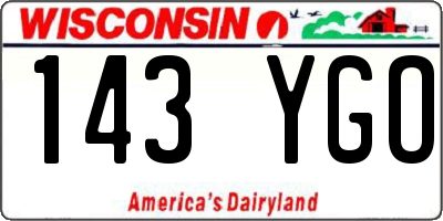 WI license plate 143YGO