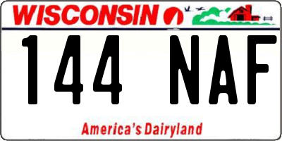 WI license plate 144NAF