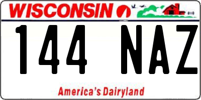 WI license plate 144NAZ