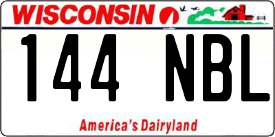 WI license plate 144NBL