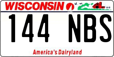 WI license plate 144NBS