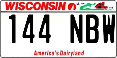 WI license plate 144NBW