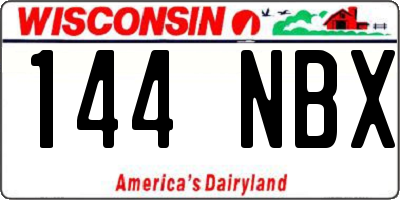 WI license plate 144NBX