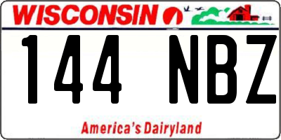 WI license plate 144NBZ